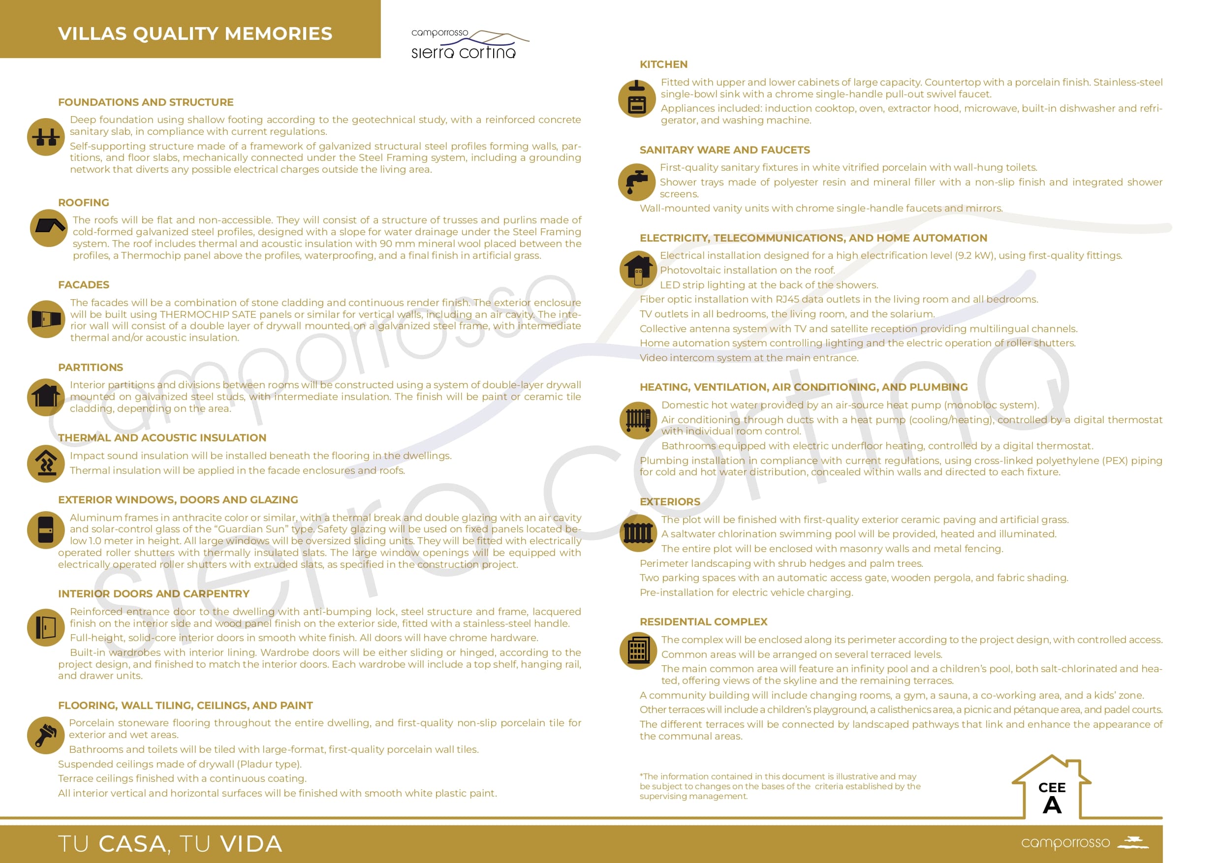 Memoria de calidades Camporrosso Sierra Cortina Villas ENG_page-0001 Sierra Cortina, Villas de lujo de obra nueva, Alicante