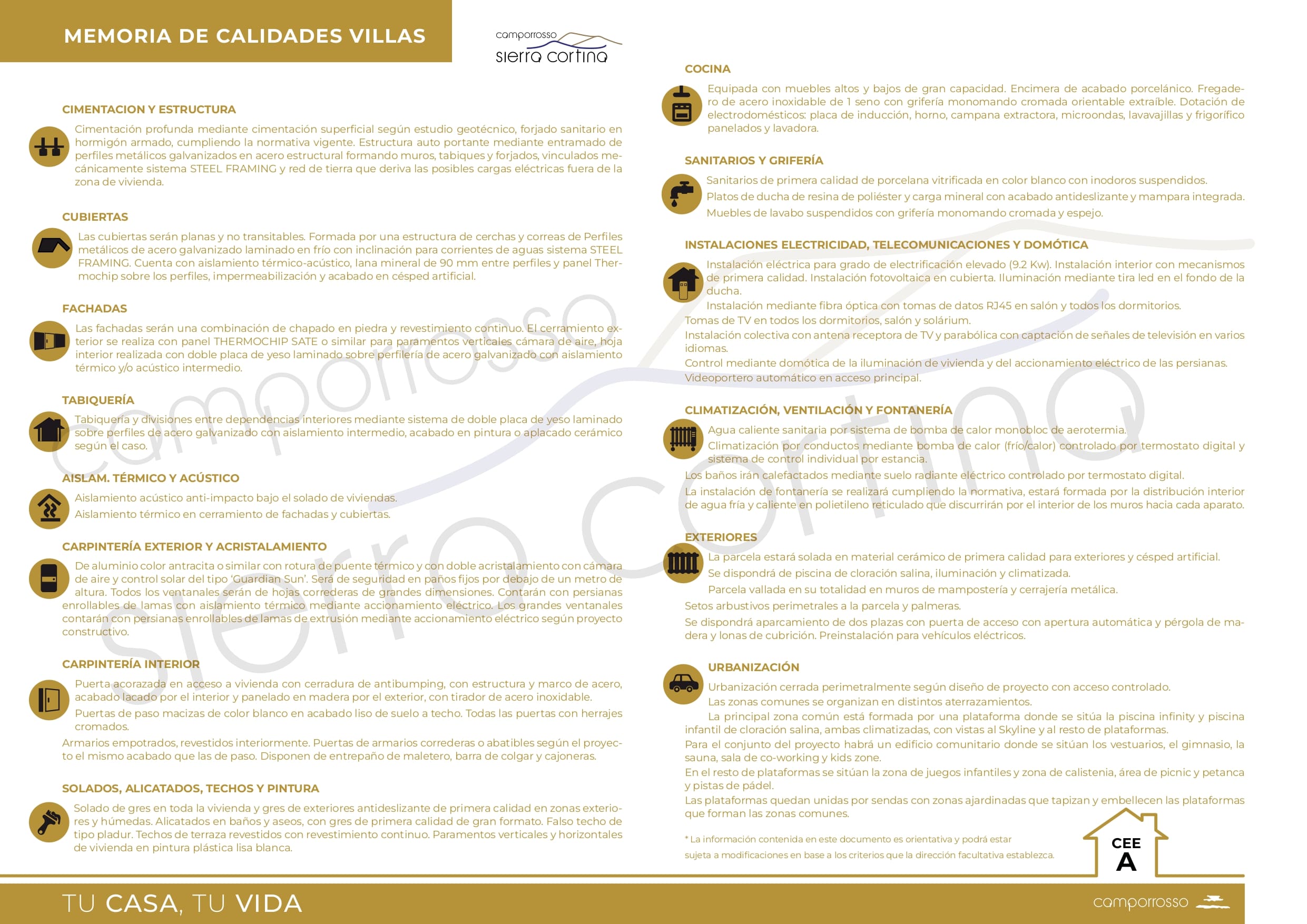 Memoria de calidades Camporrosso Sierra Cortina Villas ESP_page-0001 Sierra Cortina, Villas de lujo de obra nueva, Alicante