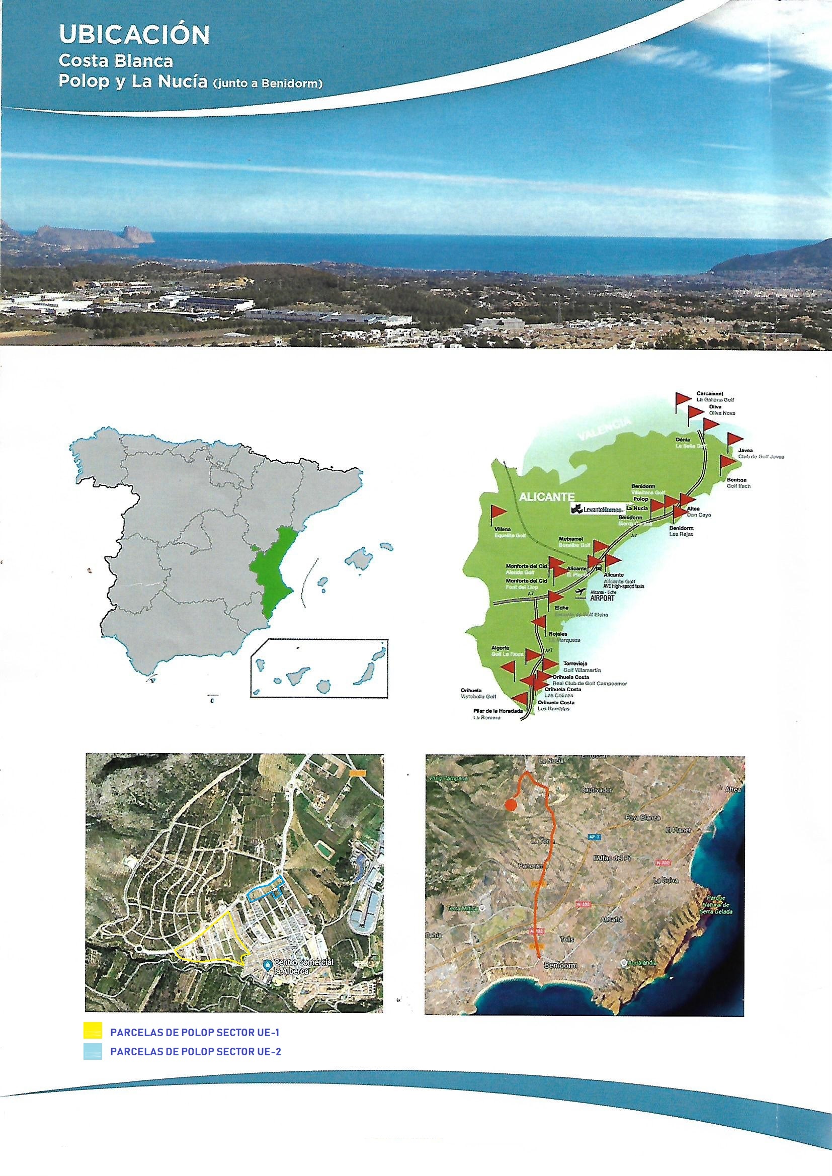 PARCELAS DE POLOP – SECTORE UE4 – UBICACIÓN GEOGRAFICA PARCELAS UE4 Parcelas exclusivas en El Ponoig, Polop. Alicante