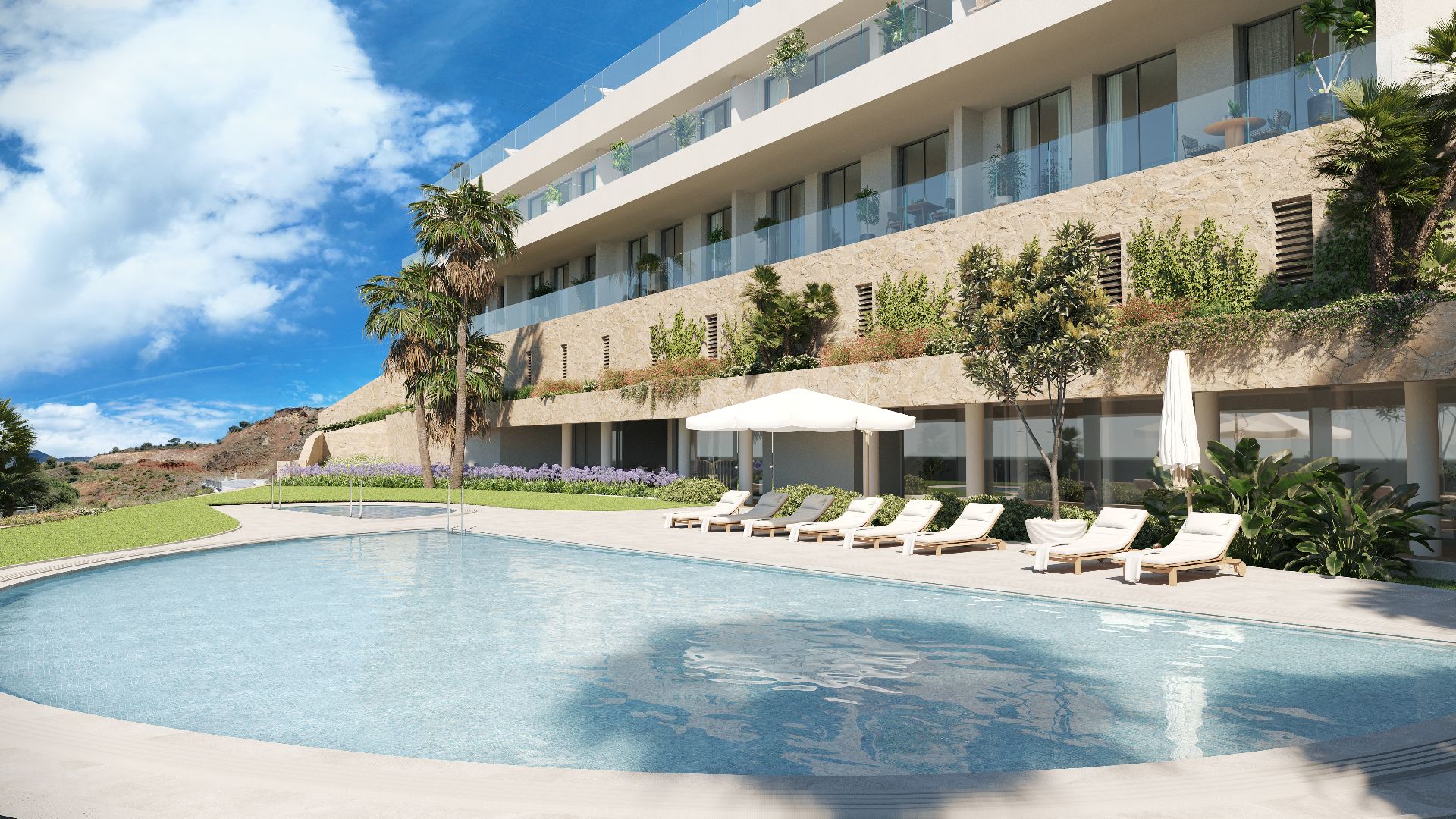 compressed-The Kos piscina primer plano Villas exclusivas en El Higuerón, Málaga